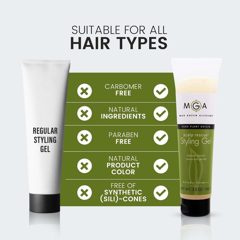 Max Green Alchemy MGA Vegan Hair Styling Gel - Scalp Rescue Organic Formula for Flexible & Natural Hair Style | Curly Hair Products for Men & Women Provides Frizz Control | Alcohol Free & Color Safe Hair Gel, 5.5 Fl Oz - Image 4